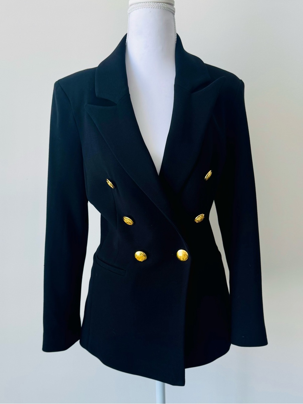 Robert Ellis Black Double-Breasted Blazer - Gold Buttons 🖤